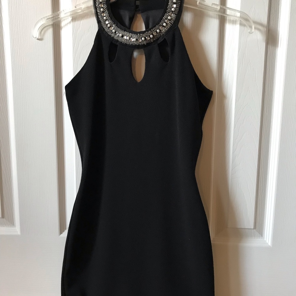 Black High Neck Mini Dress